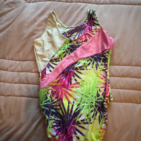 Motionwear Yellow and Pink Bodysuit Vibrant Design - Picture 1 of 2